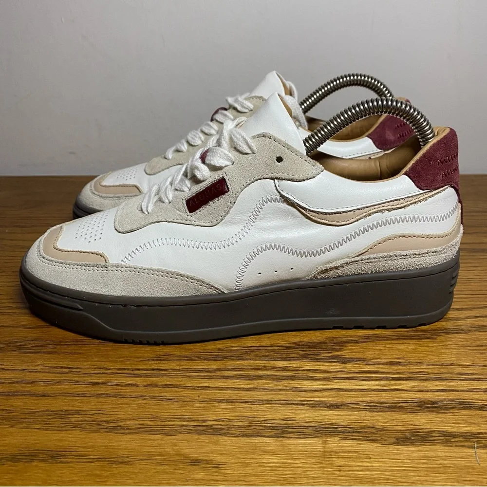 ALOHAS White, Beige & Burgundy Leather Sneakers